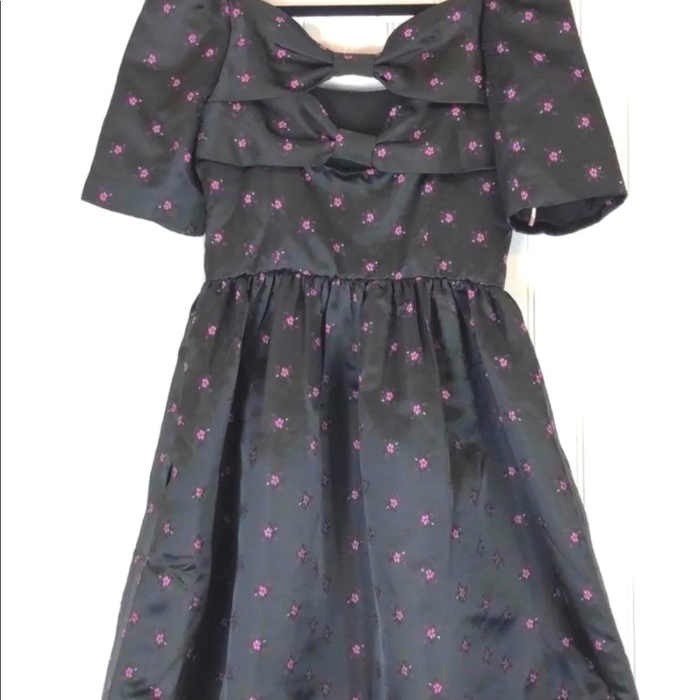 Gal Meets Glam Maude Satin Jacquard Bow Back Dress NWT